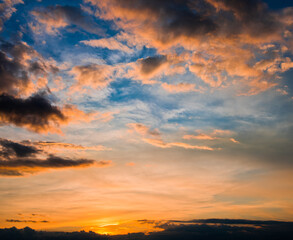 Beautiful clouds in the sunset sky