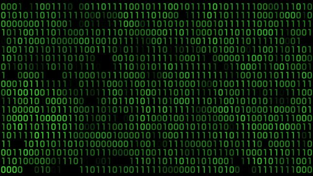 Matrix green binary code streaming animation