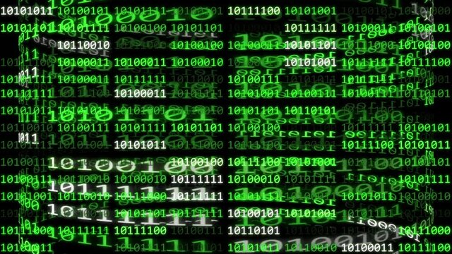 the code of a computer program in virtual space. Technology interface Computer data Digital screen