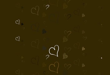 Light Orange vector background with hearts.
