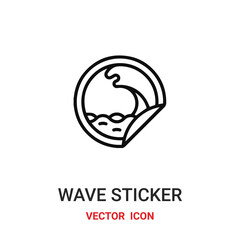wave sticker icon vector symbol. wave sticker symbol icon vector for your design. Modern outline icon for your website and mobile app design.
