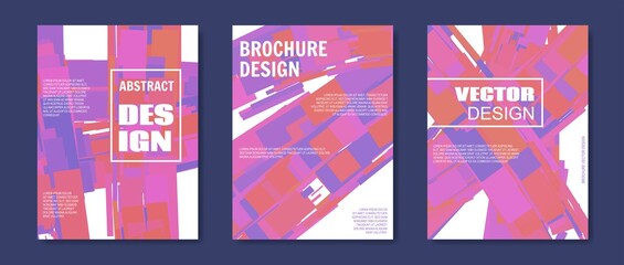 Abstract cover/brochure design. Vector set. Pink, purple, orange colors.
