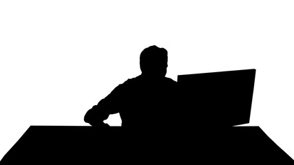Silhouette Young man gamer watching stream game. © FunKey Factory