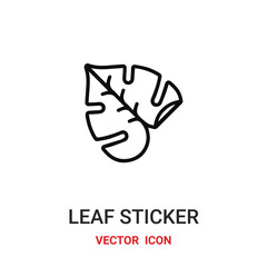 leaf sticker icon vector symbol. leaf sticker symbol icon vector for your design. Modern outline icon for your website and mobile app design.