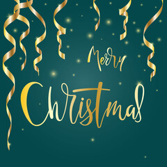 Fototapeta na wymiar Greeting card with Merry Christmas lettering text