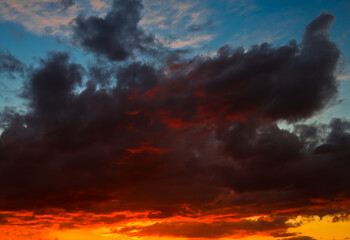 Beautiful sunset. Red clouds in the sky