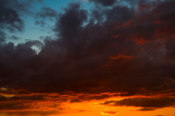 Beautiful sunset. Red clouds in the sky