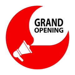 grand opening sign on white background	