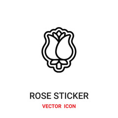 rose sticker icon vector symbol. flower sticker symbol icon vector for your design. Modern outline icon for your website and mobile app design.