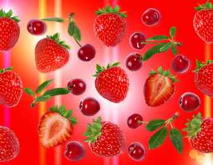 strawberry  on a festive bright background