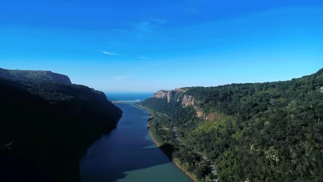 Drone skyview of Port Saint John's, South Africa, cars, shoot with Phantom 4 pro in Jun 2018 FULL HD 1080 aerial footages