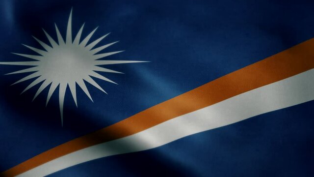 Flag of Marshall Islands, slow motion waving. Looping animation. Ideal for sport events, led screen, international competitions, motion graphics etc