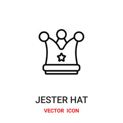 jester hat icon vector symbol. jester hat symbol icon vector for your design. Modern outline icon for your website and mobile app design.