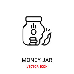 money jar icon vector symbol. money jar symbol icon vector for your design. Modern outline icon for your website and mobile app design.