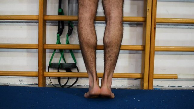 still shot of ankle exercises based on gymnastics fitness elements