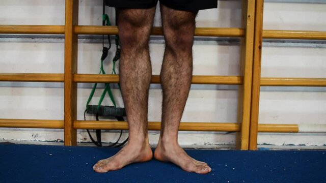 still shot of ankle exercises based on gymnastics fitness elements