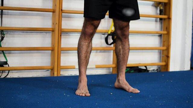 still shot of ankle exercises based on gymnastics fitness elements