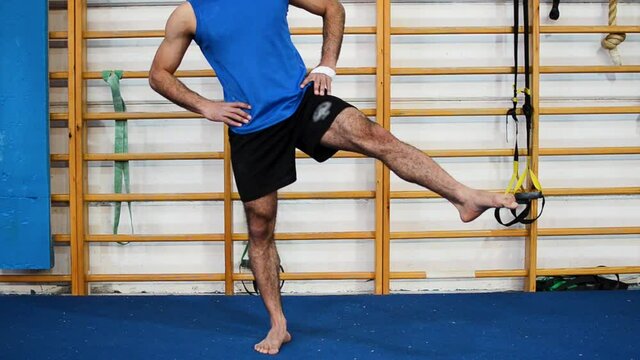 still shot of ankle exercises based on gymnastics fitness elements