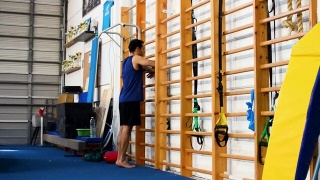 still shot of ankle exercises based on gymnastics fitness elements