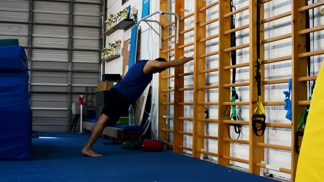 still shot of ankle exercises based on gymnastics fitness elements