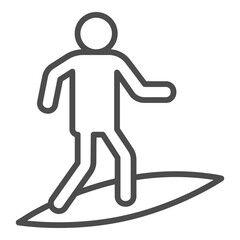 Surfing icon in grey line style icon, style isolated on white background