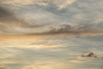 Beautiful sunset sky above clouds with dramatic light