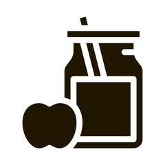 Jar with Healthy Drink and Apple Biohacking Icon Vector . Contour Illustration