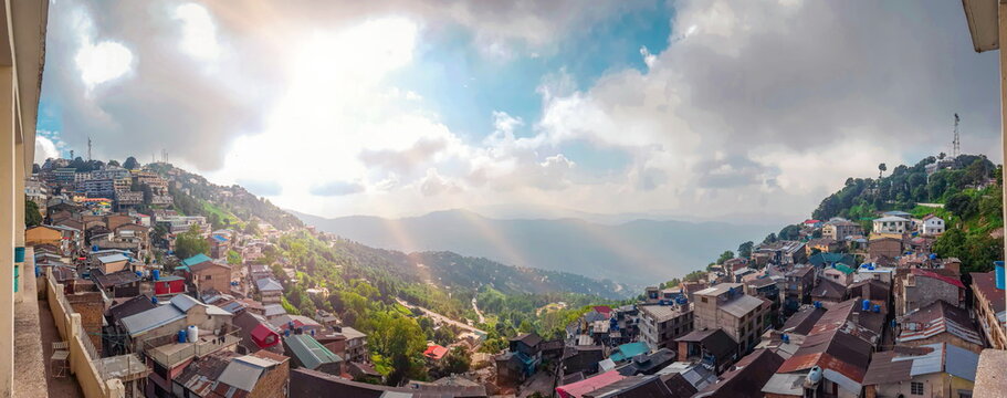 Murree, Punjab, Pakistan - August, 24, 2019: A view from the balcony of Chinar Hotel, Murree, Mall Road.