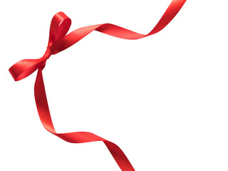 Elegant red ribbon isolated on white with copy space.
