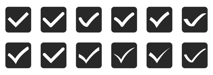 Set of check mark icons. Vector approved icons