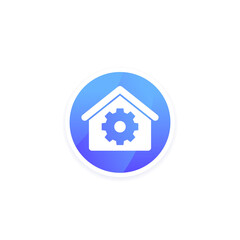 smart home, house and gear vector icon
