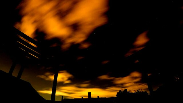 night time lapse 
deck structure 
moving clouds Mars and stars
