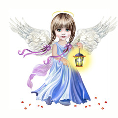 little angel with a lamp