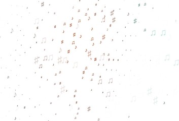 Light Orange vector background with music symbols.