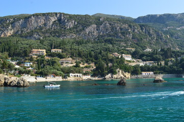 Fototapeta premium The stunning turquoise waters in the Ionian Sea around Corfu, Greece