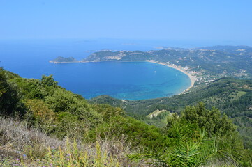 Fototapeta na wymiar The stunning turquoise waters in the Ionian Sea around Corfu, Greece