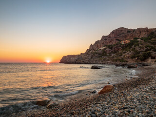 Fototapeta na wymiar Greece Crete Island sunset phase during dusk summer time