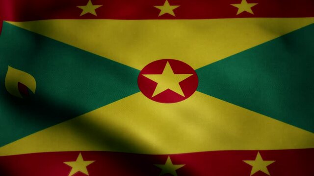 Flag of Grenada, slow motion waving. Looping animation. Ideal for sport events, led screen, international competitions, motion graphics etc