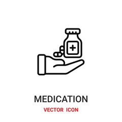 medication icon vector symbol. medication symbol icon vector for your design. Modern outline icon for your website and mobile app design.