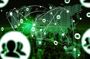 The modern creative communication and internet network connect in smart city . Concept of 5G...