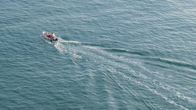 Rigid inflatable boat sailing in the Mediterranean Sea in Spain
