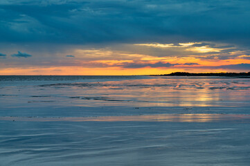 Beautiful Sunset Reflection when low sea.