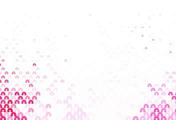 Light Pink vector background with rainbow symbols.