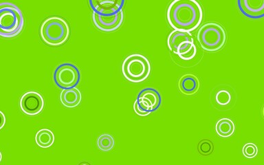 Light Pink, Green vector background with bubbles.