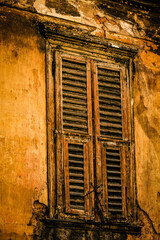 View of the facade of an old house in Greece
