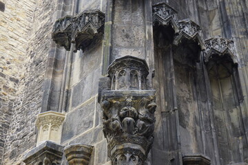 Gothic details of Tyn church in Prague