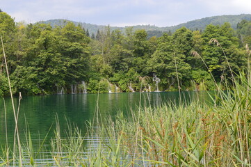 The beautiful turquoise waters of the Plitvice Lakes National Park in Croatia