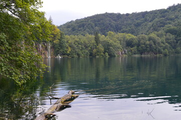 The beautiful turquoise waters of the Plitvice Lakes National Park in Croatia