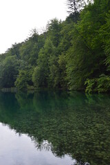 The beautiful turquoise waters of the Plitvice Lakes National Park in Croatia