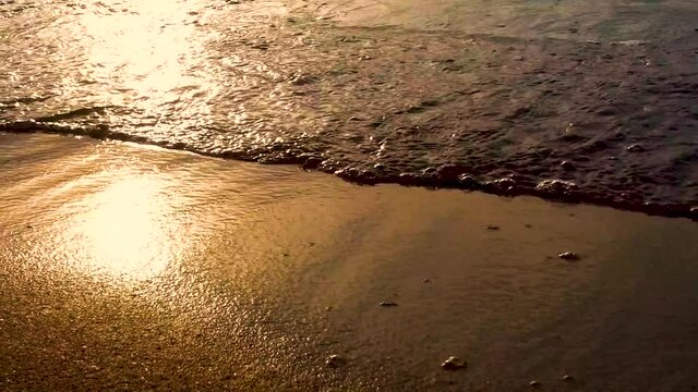 Waves on the beach sends during sunset